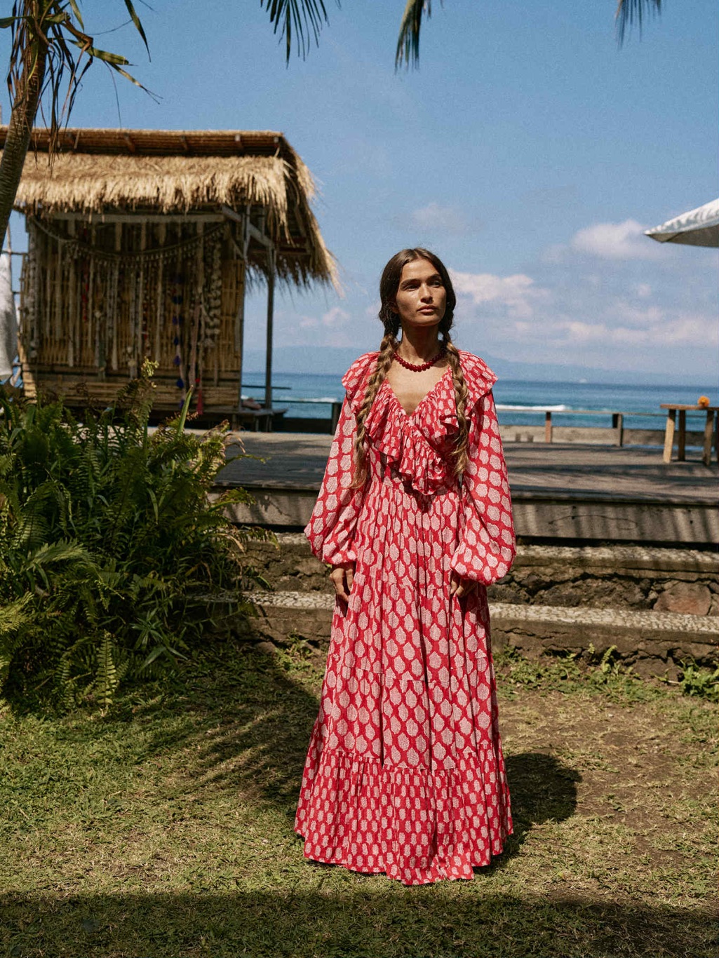 Para Maxi Dress In Sangria By Daughters Of India